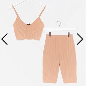 NWT Nasty gal bike short set in sand